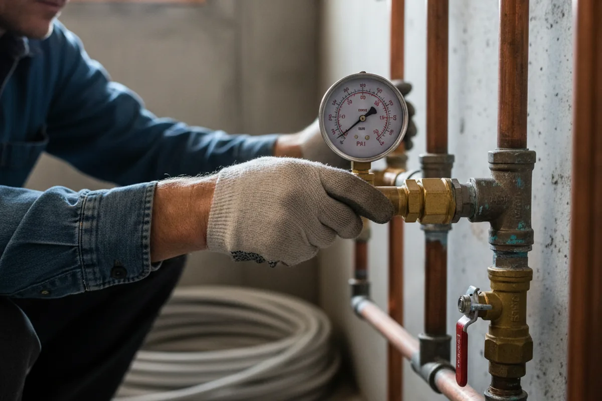 Pressure testing a repaired line during Water Line Repair in Point Pleasant Beach